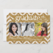 5x7金ゴールドのグリッターのシェブロンのストリップの先輩の発表 案内状 (正面)