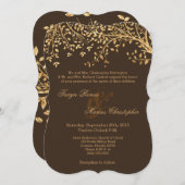 5x7金ゴールドホイルの秋の秋の木の結婚式招待状 招待状 (正面/裏面)