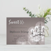 5x7銀製のシャンデリアの菓子16の誕生日の招待状 招待状 (スタンド正面)