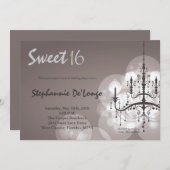 5x7銀製のシャンデリアの菓子16の誕生日の招待状 招待状 (正面/裏面)
