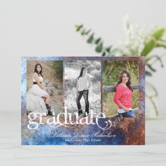 5x7錆び付いた金属古いスチールカーシニアアナウンスメント 案内状 (スタンド正面)