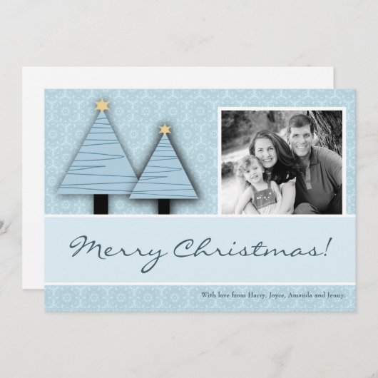 5x7青いクリスマスツリー写真クリスマスカード シーズンカード (正面/裏面)