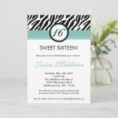 5x7青いシマウマの第16誕生日の招待状 招待状 (スタンド正面)