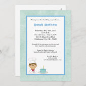 5x7青い子供の男の子のシェフの誕生日のパーティの招待状 招待状 (正面/裏面)