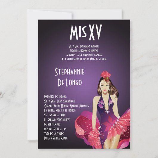 5x7魅力の女の子のキンセアニェラの誕生日の招待状 招待状 (正面)