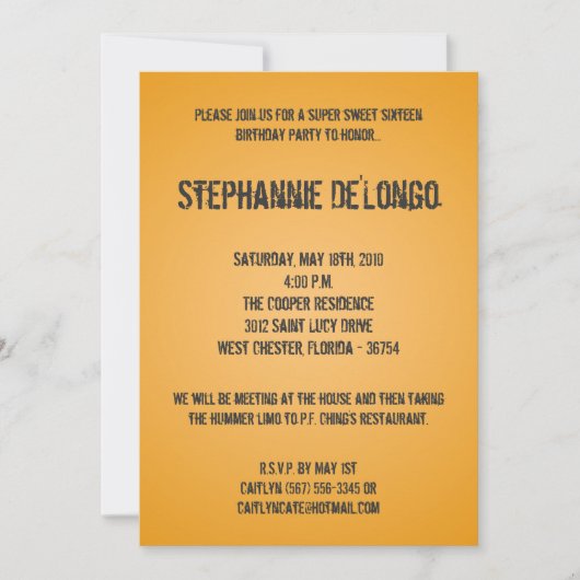 5x7黄色DJターンテーブル16誕生日招待状 招待状 (正面)