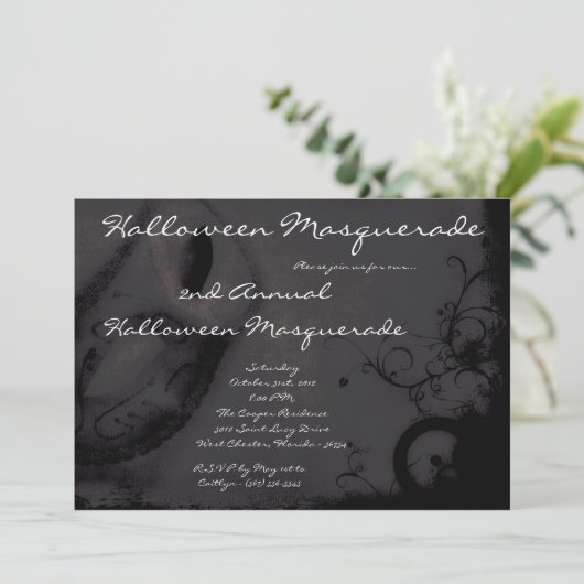 5x7黒の仮装ハロウィーンの衣装招待状 招待状 (スタンド正面)