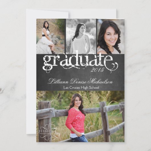 5x7黒板の黒板先輩の発表 案内状 (正面)