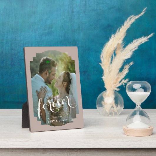 5x7 ウェディング メモリー プレート 付きスタンド フォトプラーク (側面)