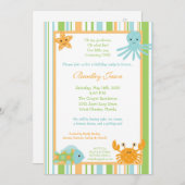 5x7 オーシャン シー ライフ タコ 誕生日 招待状 (正面/裏面)