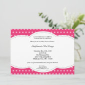 5x7 ガール ピンク 水玉 ポケ 赤ちゃんシャワー 招待状 (スタンド正面)
