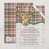 5x7 クリスマス招待状 ゴールドグリッター ジンジャー プレミアム 招待状 (正面/裏面)