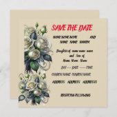 5x7 クリームローズの結婚式招待状 SAVE THE DATE セーブザデート (正面/裏面)