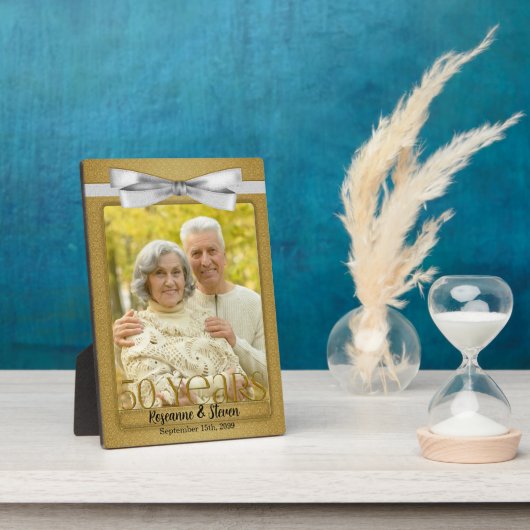 5x7 ゴールド 50周年 結婚記念日 写真 フォトプラーク (側面)