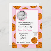 5x7 サイズの写真 スポーツ バスケットボール 誕生のお知らせ 案内状 (正面/裏面)