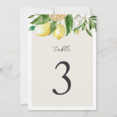 5x7"サマーレモエレガントンフローラテーブル番号 招待状 (正面)