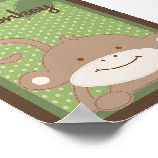 5x7 "サル"ジャングルサファリベビー寝具壁アート ポスター (角)