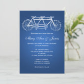 5x7 シンプル 結婚 Tandem Bike Blue 招待状 (スタンド正面)