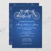 5x7 シンプル 結婚 Tandem Bike Blue 招待状 (正面/裏面)
