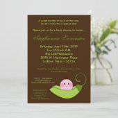 5x7 スイートピー・イン・ポッド ベビーシャワー 招待状 (スタンド正面)