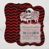 5x7 スカル ローズ ゴシック チェブロン 結婚式招待状 招待状 (正面/裏面)