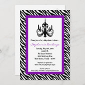 5x7 チャンドリエール パープル ゼブラ ベビーシャワー 招待状 (正面/裏面)