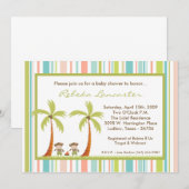 5x7 ツインルアウ ハワイ モンキー ベビーシャワー 招待状 (正面/裏面)