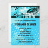 5x7 ティール DJ スピン ターンテーブル 16歳の誕生日パーティー招待状 招待状 (正面/裏面)