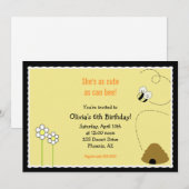 5x7 ハチのハッピーバースデー招待状カード 招待状 (正面/裏面)