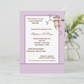 5x7 パープルモンキー ベビーシャワー 招待状 (スタンド正面)