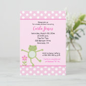 5x7 ピンクのカエルちゃんの女の子のベビーシャワー招待状 招待状 (スタンド正面)