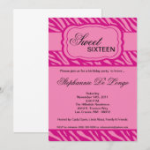 5x7 ピンクのゼブラ柄 バースデーパーティー招待状 招待状 (正面/裏面)