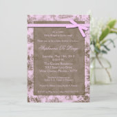 5x7 ピンク トワール 人物生地 ベビーシャワー 招待状 (スタンド正面)