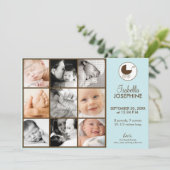 5x7 フォト コラージュ 青い 赤ちゃん 誕生発表 案内状 (スタンド正面)