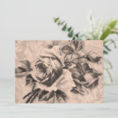 5x7 "ブライダルシャワーの"ヴィンテージのバラのセピア色 招待状 (スタンド正面)