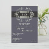 5x7 ブラックタイ アフェア グレー リネン 結婚式招待状 招待状 (スタンド正面)