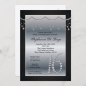 5x7 ブラックダイヤモンド スウィート16 誕生日招待状 招待状 (正面/裏面)