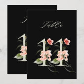 5x7 ボタニカル フラワーのテーブルナンバー11, ブラック テーブルナンバー (正面/裏面)