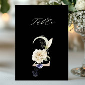 5x7 ボタニカル フラワーのテーブルナンバー2、ブラック テーブルナンバー