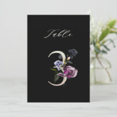 5x7 ボタニカル フラワーのテーブルナンバー3、ブラック テーブルナンバー (スタンド正面)