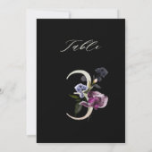 5x7 ボタニカル フラワーのテーブルナンバー3、ブラック テーブルナンバー (裏面)