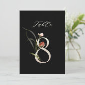 5x7 ボタニカル フラワーのテーブルナンバー8、ブラック テーブルナンバー (スタンド正面)