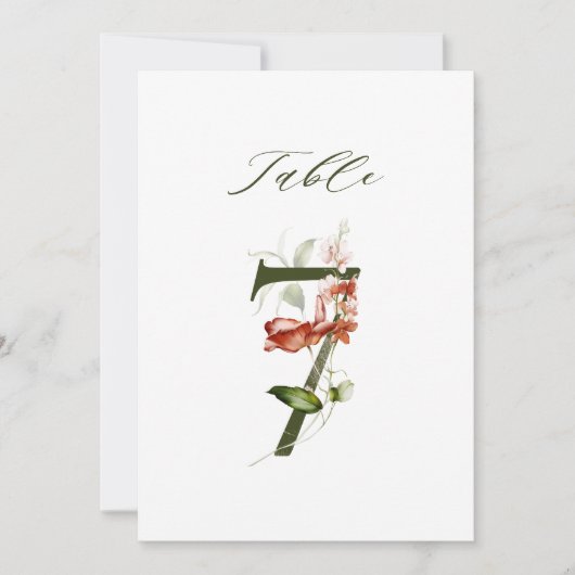 5x7 ボタニカル フラワーナンバー 7, テーブルナンバー (正面)