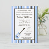 5x7 ボーイ ブルー ロッカー ギター ベイビー シャワー 招待状 (スタンド正面)