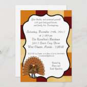 5x7 ランボー風ターキー感謝祭招待状 招待状 (正面/裏面)