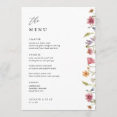 5x7"ワイルドフラワーのテーブ結婚ルメニューカードフラットメニュー メニュー (正面)