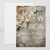 5x7 ヴィンテージ ローズ キンセアニエラ 誕生日 招待状 (正面/裏面)