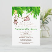 5x7 双子のサル ジャングル バースデーパーティー 招待状 (スタンド正面)