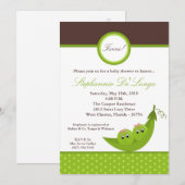 5x7 双子の女の子 ピーマンとポッドのベイビーシャワー招待状 招待状 (正面/裏面)