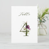 5x7 植物 花の数字の4、テーブル番号 招待状 (スタンド正面)